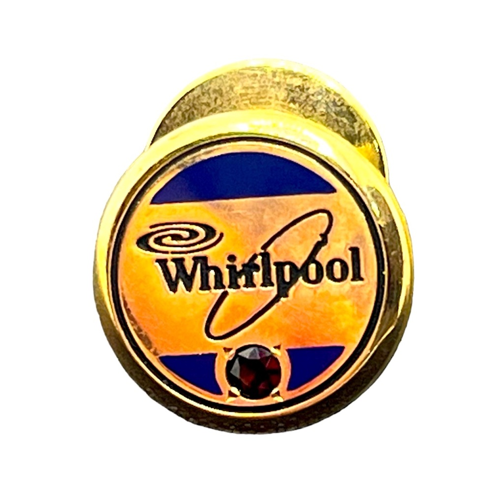10k gold filled Whirlpool Service pin brooch w red stone CZ